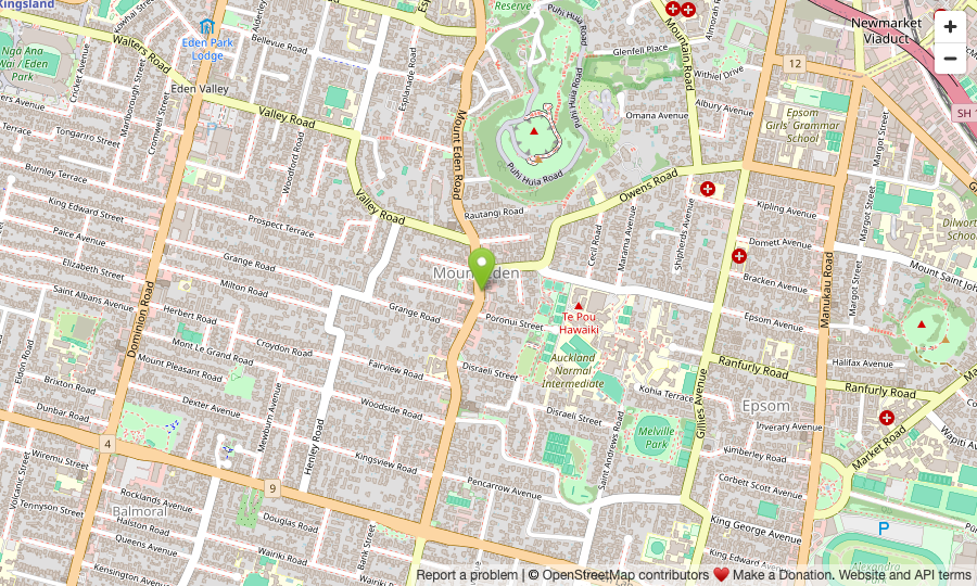 Map centered on Paris Mt Eden Bakery in Mount Eden, Auckland