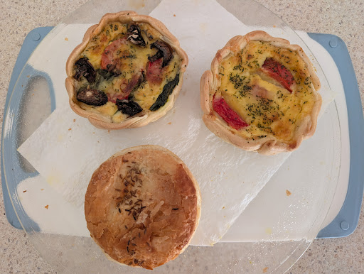Quiche and pie selection from Paris Mt Eden Bakery